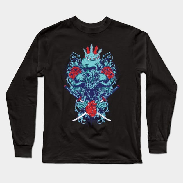 Zombie Skull Warriors with Katana Long Sleeve T-Shirt by XOZ